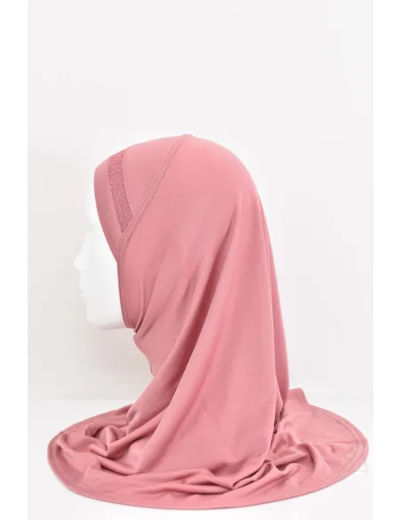Hijab für Mädchen mit Strasssteinen, zum Überziehen, Jersey, für den Alltag.