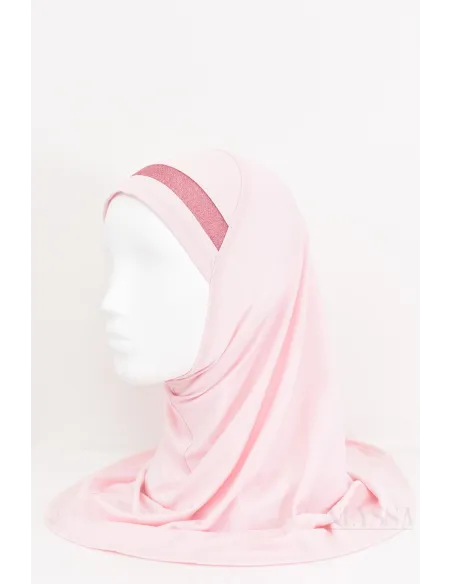 girl's hijab with rhinestones, slip-on, jersey, for everyday wear