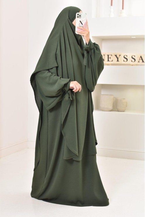 Ensemble abaya khimar extra long soie de Jazz, légiféré, made in france