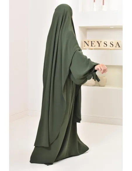 Ensemble abaya khimar extra long soie de Jazz, légiféré, made in france