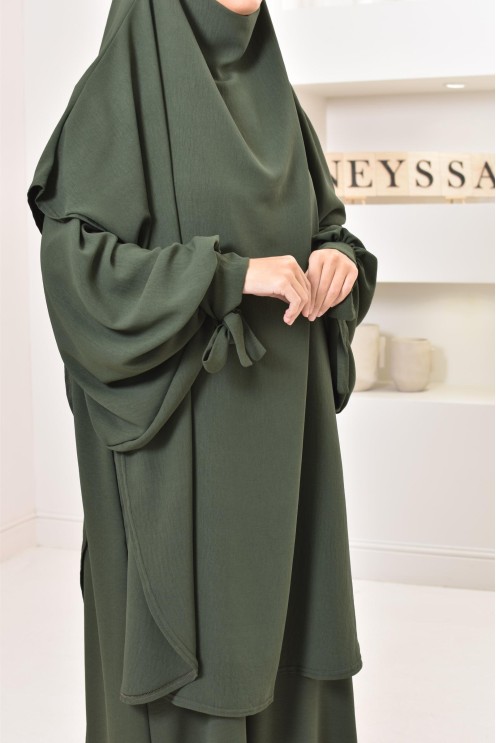 Ensemble abaya khimar extra long soie de Jazz, légiféré, made in france