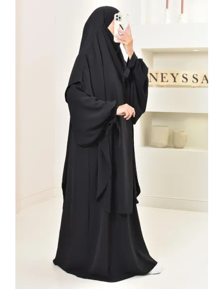 Ensemble abaya khimar extra long soie de Jazz, légiféré, made in france
