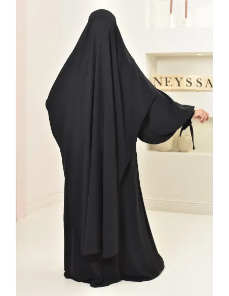 Ensemble abaya khimar extra long soie de Jazz, légiféré, made in france