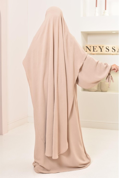 Ensemble abaya khimar extra long soie de Jazz, légiféré, made in france