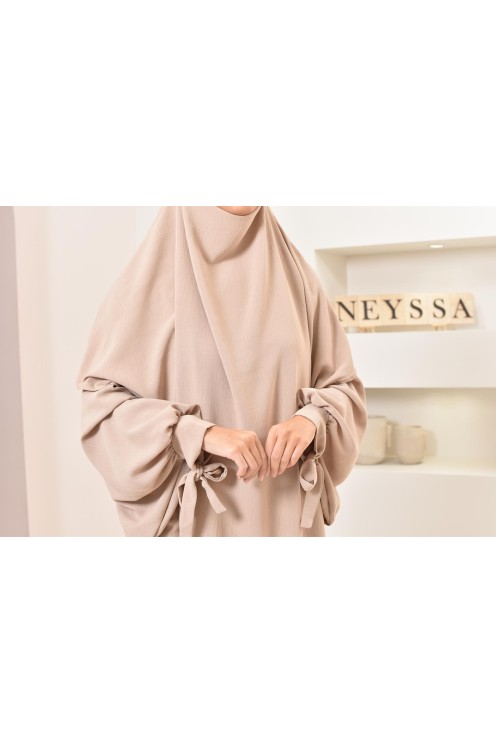 Ensemble abaya khimar extra long soie de Jazz, légiféré, made in france