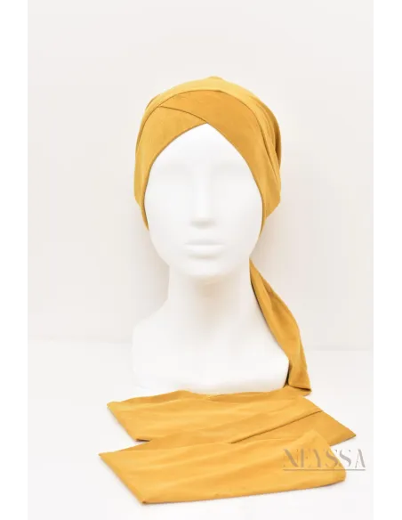 turban en suédine croisé, turban sous hijab, turban style turban mode