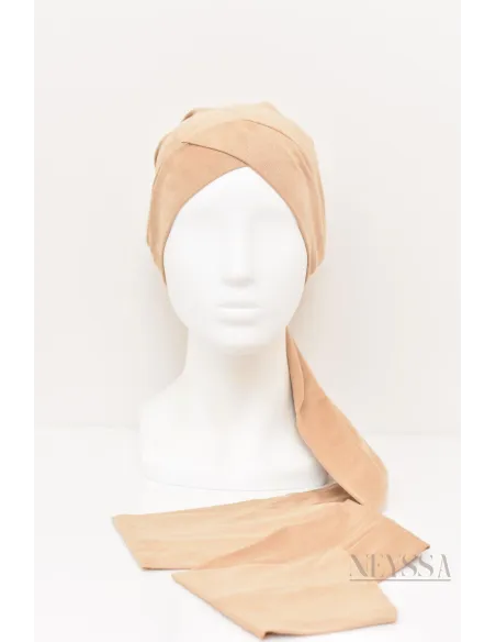 turban en suédine croisé, turban sous hijab, turban style turban mode