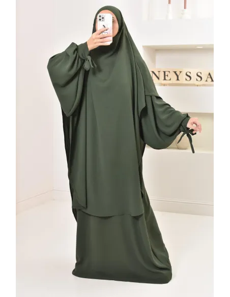 Khimar extra long en soie de Jazz à nouer, voile légiféré, moderne