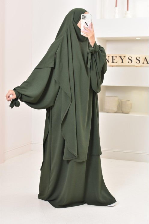 Khimar extra long en soie de Jazz à nouer, voile légiféré, moderne
