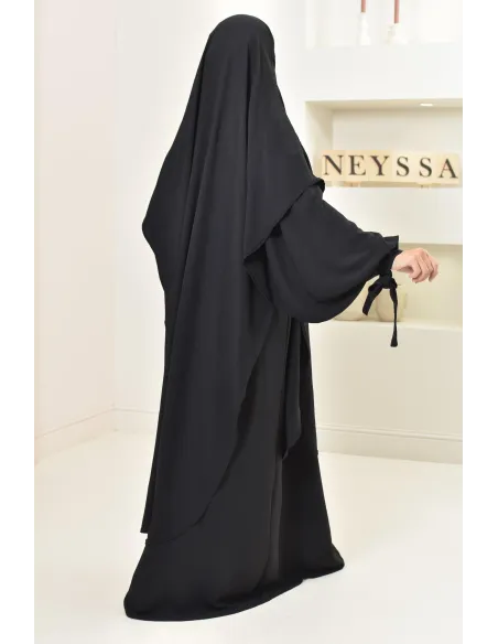 Khimar extra long en soie de Jazz à nouer, voile légiféré, moderne