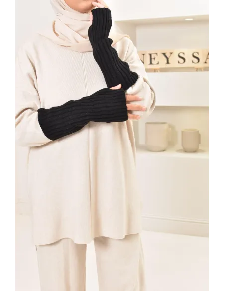 Longue mitaines en laine pour finaliser une tenue accessoire jilbab