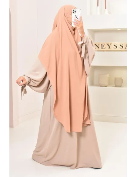 Khimar extra long en soie de Jazz à nouer, voile légiféré, moderne