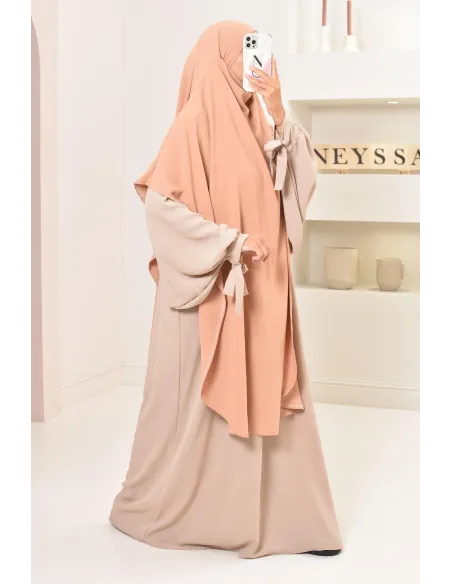 Khimar extra long en soie de Jazz à nouer, voile légiféré, moderne