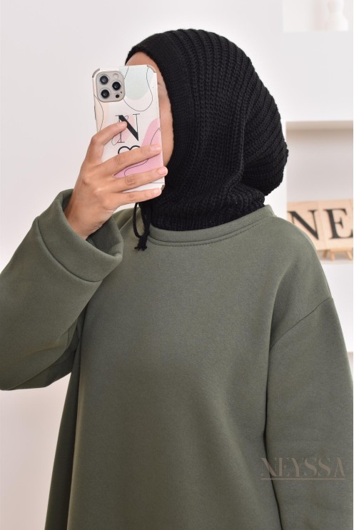 Cagoule en maille pour hijabi, bien chaud, indispensable pour cet hiver 
