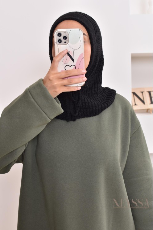 Cagoule en maille pour hijabi, bien chaud, indispensable pour cet hiver 