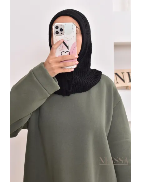 Cagoule en maille pour hijabi, bien chaud, indispensable pour cet hiver 