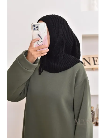 Cagoule en maille pour hijabi, bien chaud, indispensable pour cet hiver 