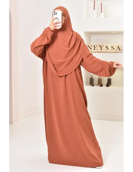 Robe de prière avec hijab intégré pas cher facile à enfiler