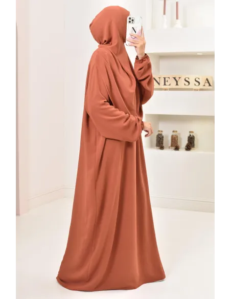 Robe de prière avec hijab intégré pas cher facile à enfiler