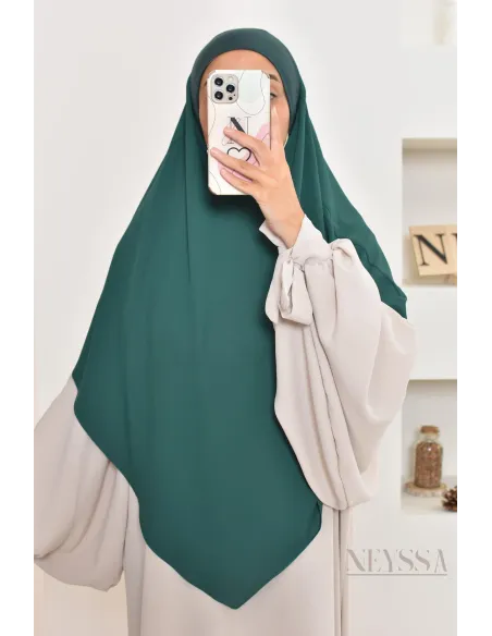 Khimar court à enfiler mousseline, bandeau intégré, tissu fluide