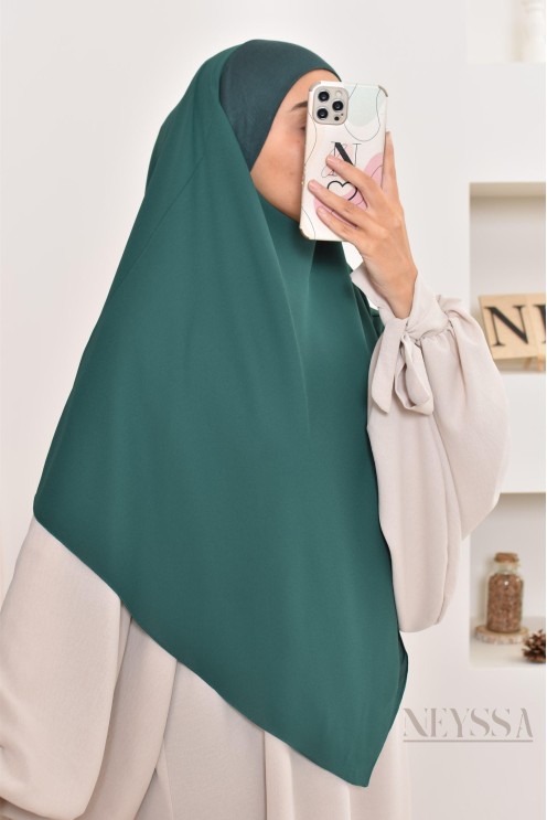 Khimar court à enfiler mousseline, bandeau intégré, tissu fluide