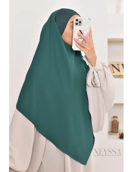 Khimar court à enfiler mousseline, bandeau intégré, tissu fluide