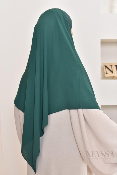 Khimar court à enfiler mousseline, bandeau intégré, tissu fluide