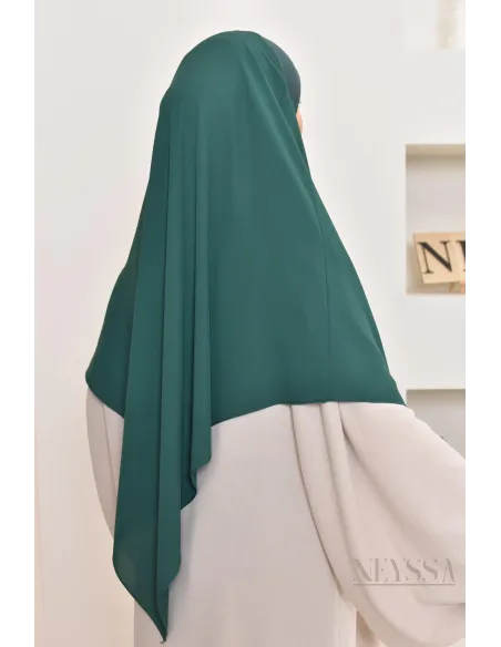 Khimar court à enfiler mousseline, bandeau intégré, tissu fluide