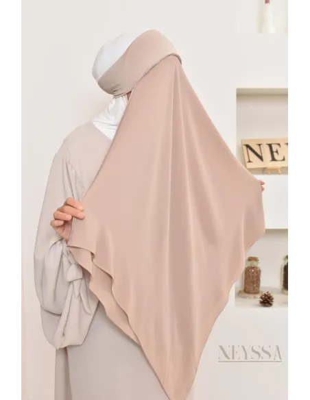Khimar court à enfiler mousseline, bandeau intégré, tissu fluide