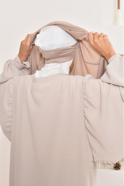 Khimar court à enfiler mousseline, bandeau intégré, tissu fluide