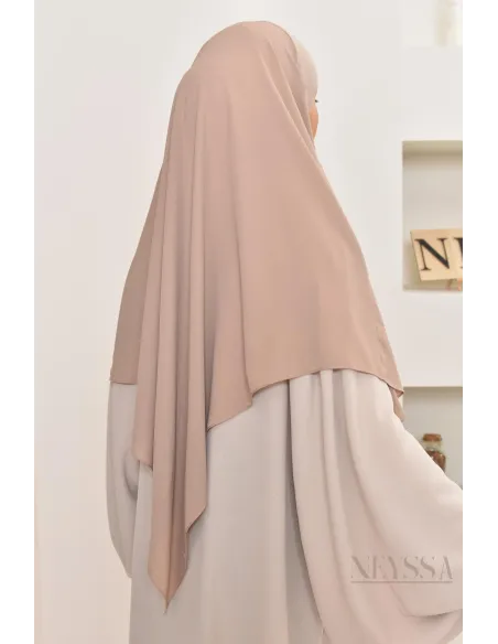 Khimar court à enfiler mousseline, bandeau intégré, tissu fluide