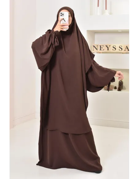 Ensemble abaya khimar extra long soie de Jazz, légiféré, made in france