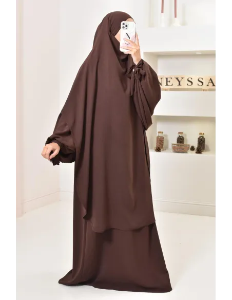 Ensemble abaya khimar extra long soie de Jazz, légiféré, made in france