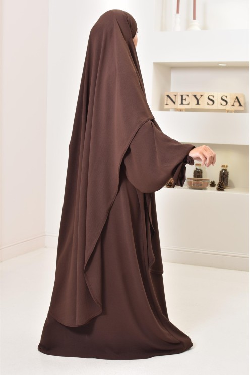 Ensemble abaya khimar extra long soie de Jazz, légiféré, made in france