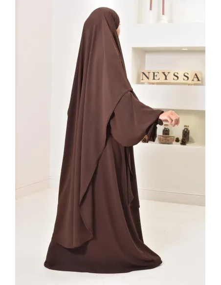 Ensemble abaya khimar extra long soie de Jazz, légiféré, made in france