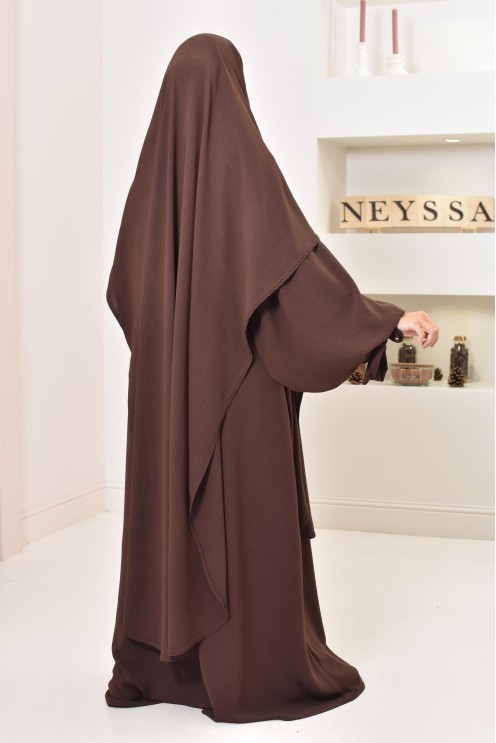 Ensemble abaya khimar extra long soie de Jazz, légiféré, made in france
