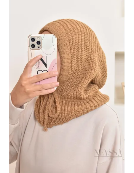 Cagoule en maille pour hijabi, bien chaud, indispensable pour cet hiver 