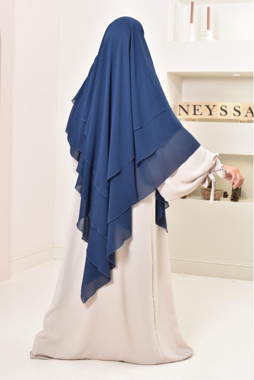 Long khimar 3 voiles en mousseline pour femme musulmane voilée