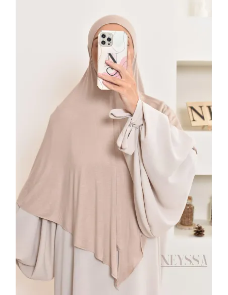 khimar jersey court, avec zip,idéal femme allaitante, pratique à enfiler