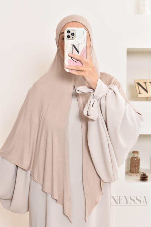 khimar jersey court, avec zip,idéal femme allaitante, pratique à enfiler