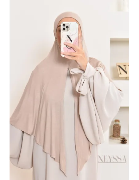 khimar jersey court, avec zip,idéal femme allaitante, pratique à enfiler