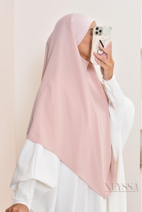 Khimar court à enfiler mousseline, bandeau intégré, tissu fluide