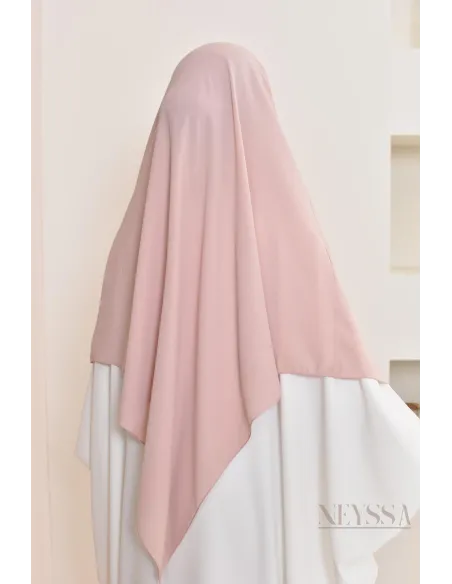 Khimar court à enfiler mousseline, bandeau intégré, tissu fluide