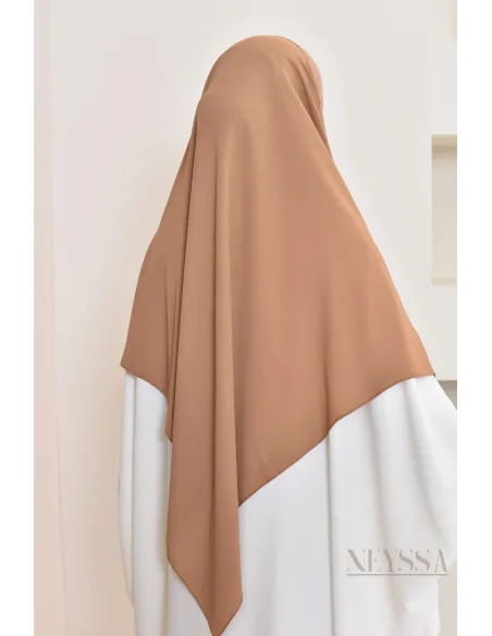 Khimar court à enfiler mousseline, bandeau intégré, tissu fluide