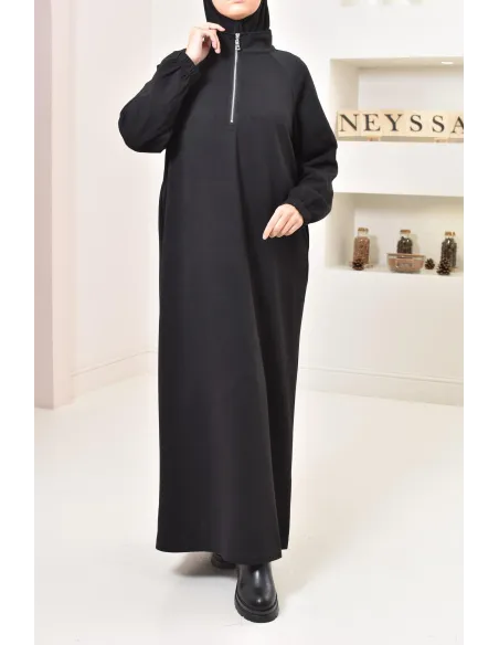 Robe pull zipée longue, style sweat oversize, matière douce, hiver