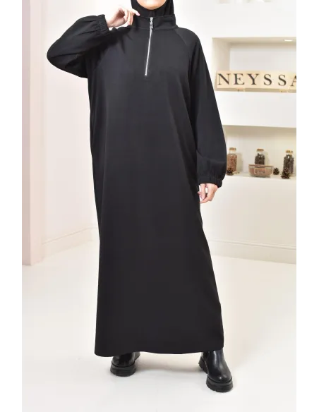 Robe pull zipée longue, style sweat oversize, matière douce, hiver