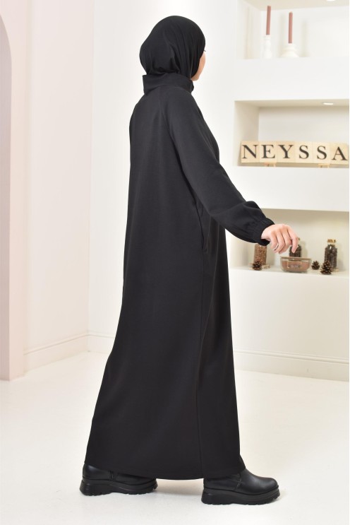 Robe pull zipée longue, style sweat oversize, matière douce, hiver