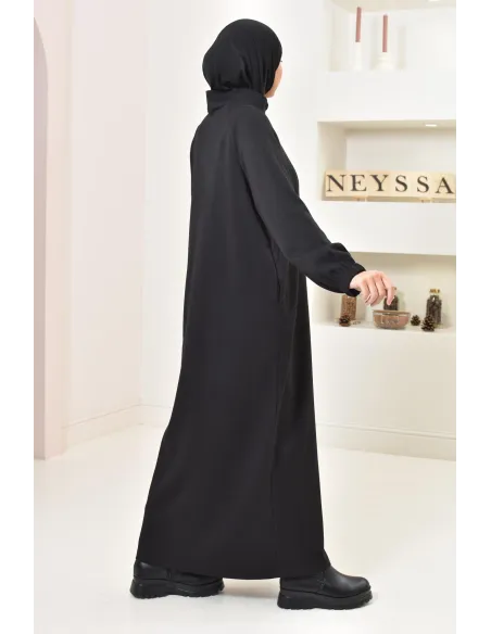 Robe pull zipée longue, style sweat oversize, matière douce, hiver