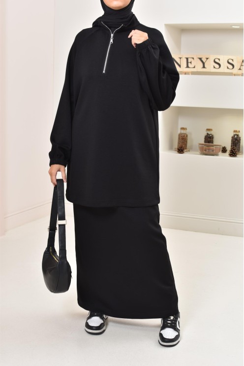 jupe longue droite femme, fluide et extensible, style sportswear chic