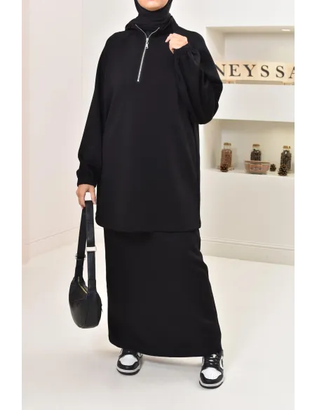 jupe longue droite femme, fluide et extensible, style sportswear chic